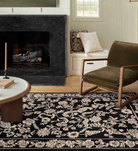 Tracy & Co Arboretum Aviary Wool-Hooked Rug - Black