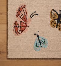 Tracy & Co Highgrove Butterfly House Wool Hooked Rug - Blush