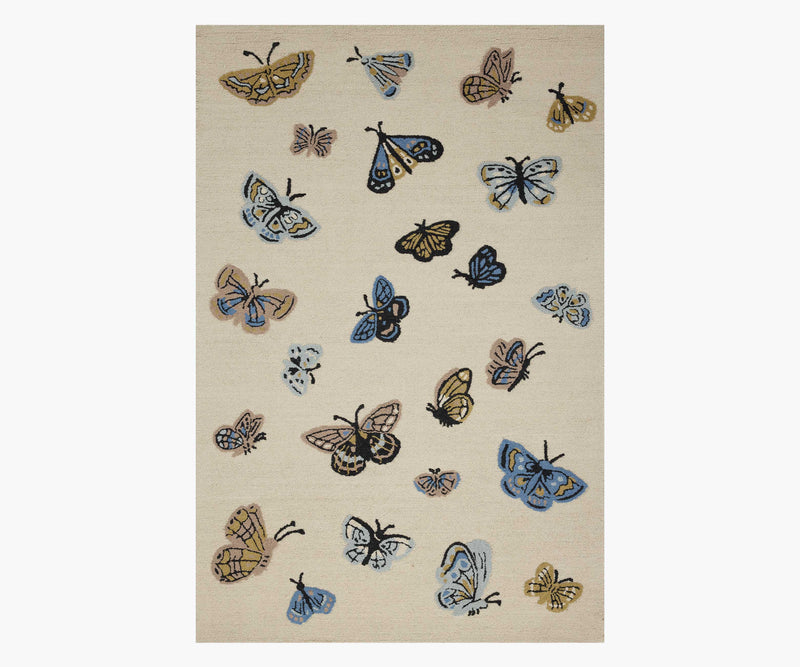 Tracy & Co Highgrove Butterfly House Wool Hooked Rug - Cream