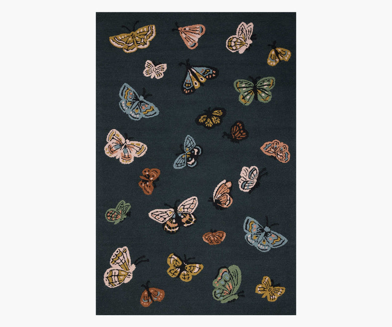 Tracy & Co Highgrove Butterfly House Wool Hooked Rug - Charcoal