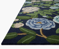 Tracy & Co Highgrove Roses Wool Hooked Rug - Navy