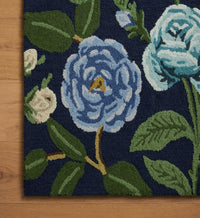 Tracy & Co Highgrove Roses Wool Hooked Rug - Navy