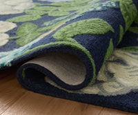 Tracy & Co Highgrove Roses Wool Hooked Rug - Navy