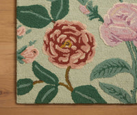 Tracy & Co Highgrove Roses Wool Hooked Rug - Mint