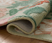 Tracy & Co Highgrove Roses Wool Hooked Rug - Mint
