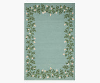 Tracy & Co Highgrove Climbing Vines Wool Hooked Rug - Blue