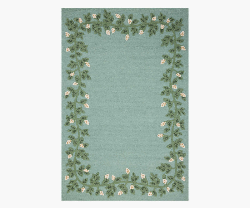 Tracy & Co Highgrove Climbing Vines Wool Hooked Rug - Blue