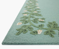 Tracy & Co Highgrove Climbing Vines Wool Hooked Rug - Blue
