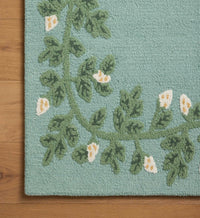 Tracy & Co Highgrove Climbing Vines Wool Hooked Rug - Blue