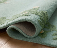 Tracy & Co Highgrove Climbing Vines Wool Hooked Rug - Blue