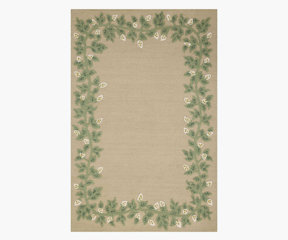 Tracy & Co Highgrove Climbing Vines Wool Hooked Rug - Cream