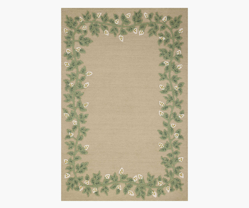 Tracy & Co Highgrove Climbing Vines Wool Hooked Rug - Cream
