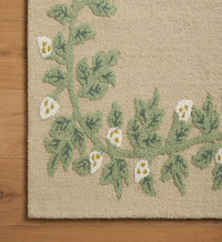 Tracy & Co Highgrove Climbing Vines Wool Hooked Rug - Cream