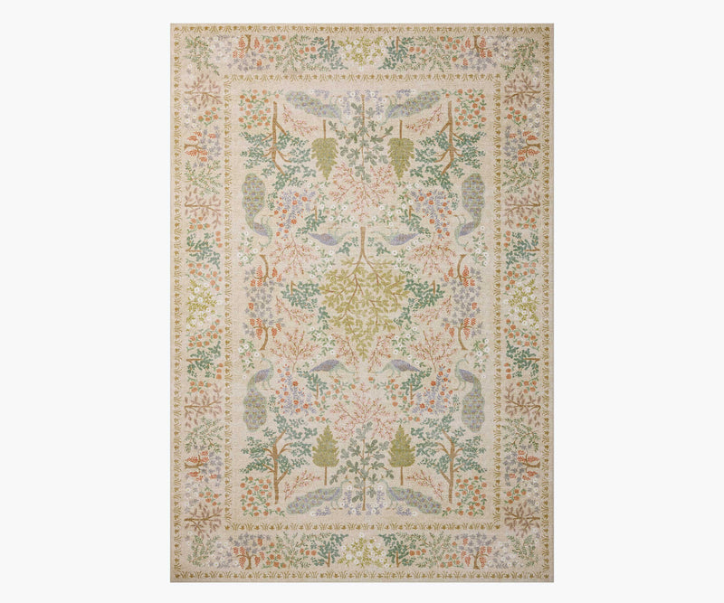 Tracy & Co Canopy Peacock Forest Printed Rug - Cream