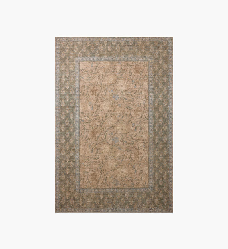 Tracy & Co Edinburgh Aster Power Loomed Rug - Sand & Green