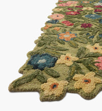 Tracy & Co Edith Wool Hooked Rug - Green