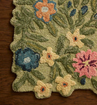 Tracy & Co Edith Wool Hooked Rug - Green