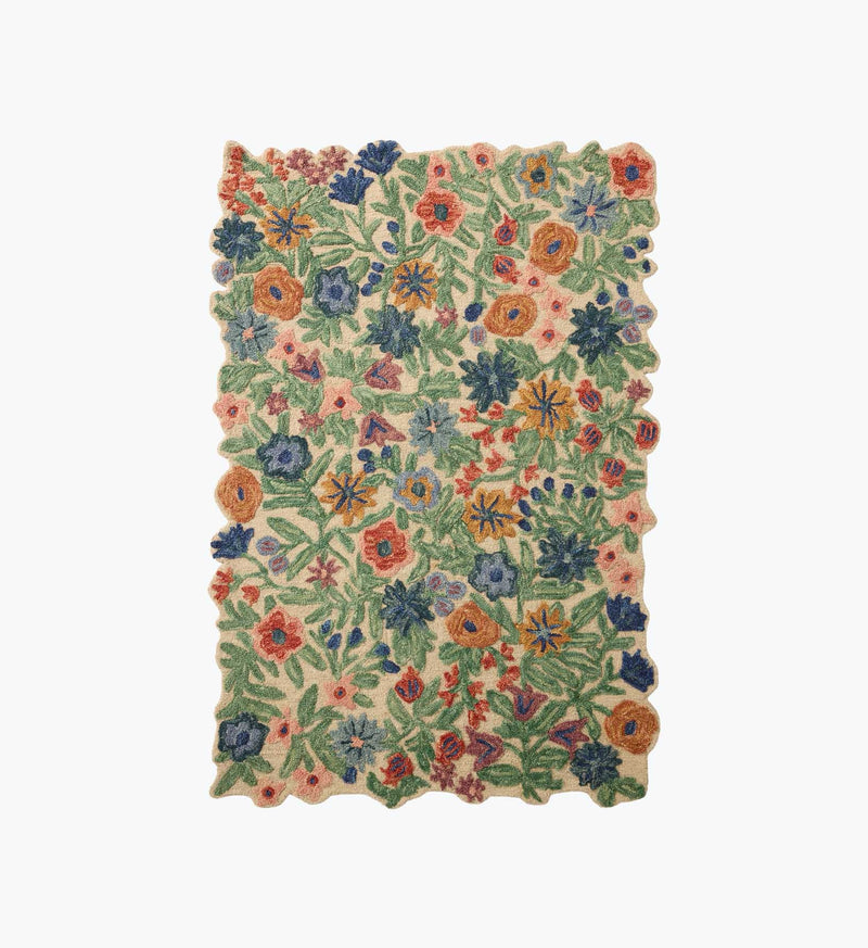 Tracy & Co Edith Wool Hooked Rug - Ivory