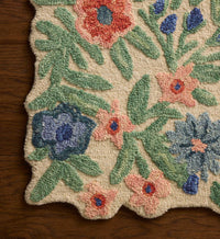 Tracy & Co Edith Wool Hooked Rug - Ivory