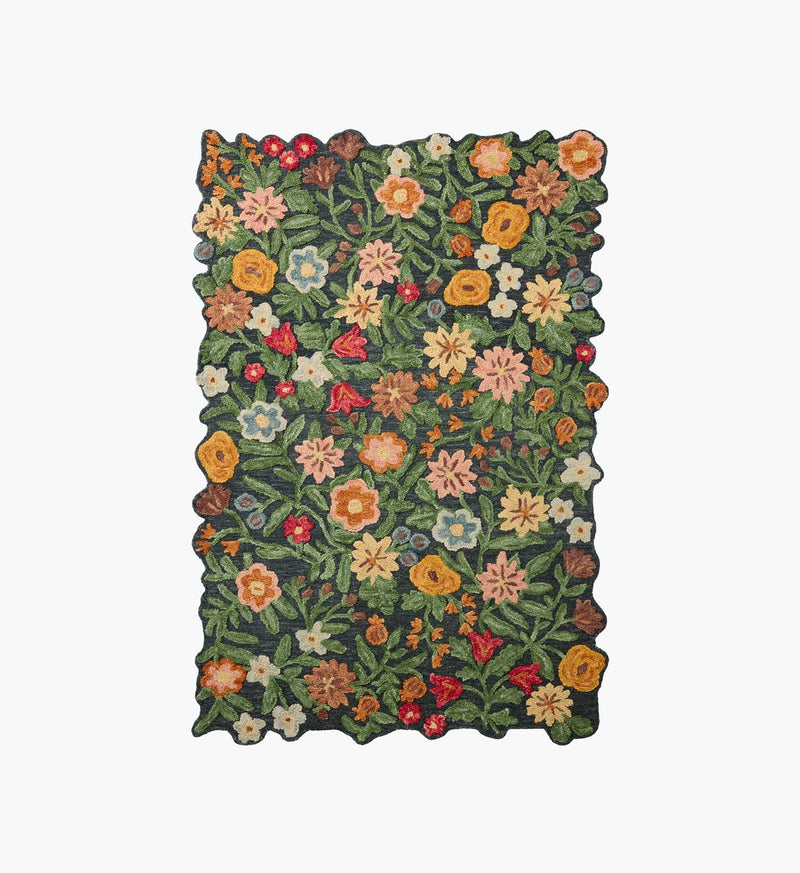 Tracy & Co Edith Wool Hooked Rug - Navy