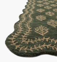 Tracy & Co Lisette Wool Hooked Rug - Forest & Oatmeal
