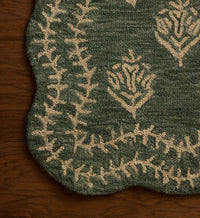 Tracy & Co Lisette Wool Hooked Rug - Forest & Oatmeal