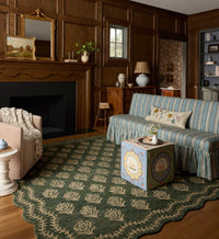 Tracy & Co Lisette Wool Hooked Rug - Forest & Oatmeal