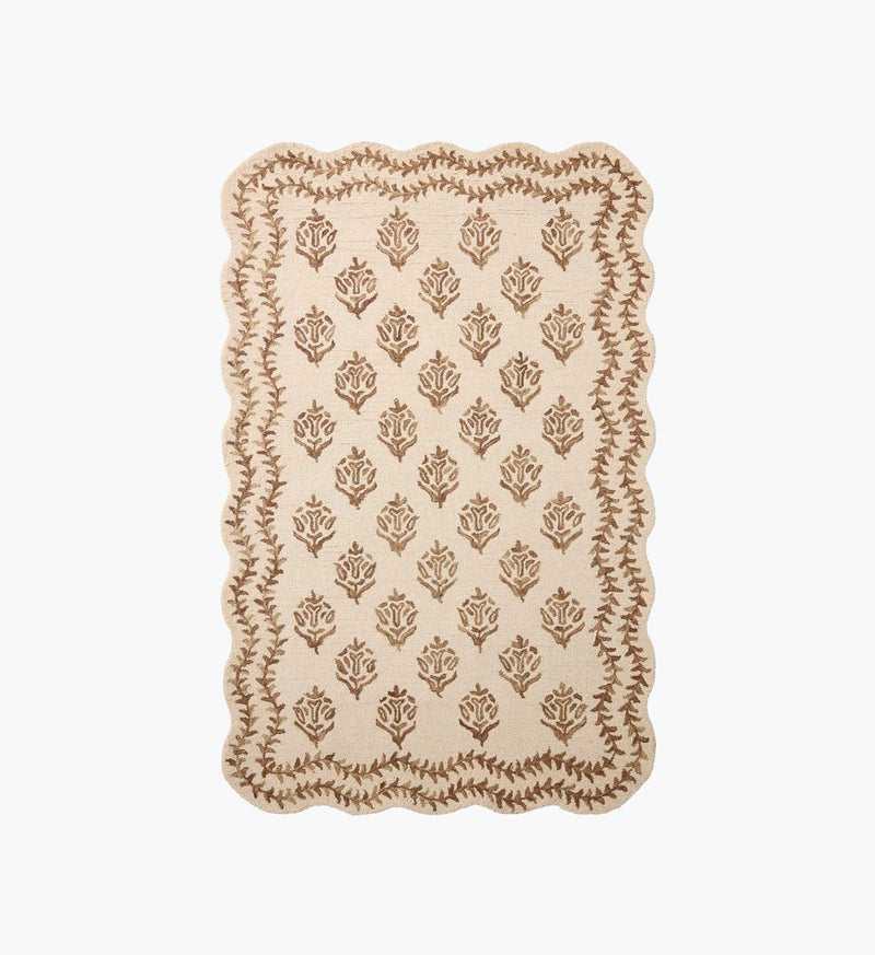 Tracy & Co Lisette Wool Hooked Rug - Ivory & Natural