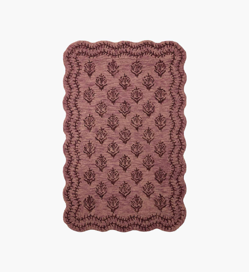 Tracy & Co Lisette Wool Hooked Rug - Plum