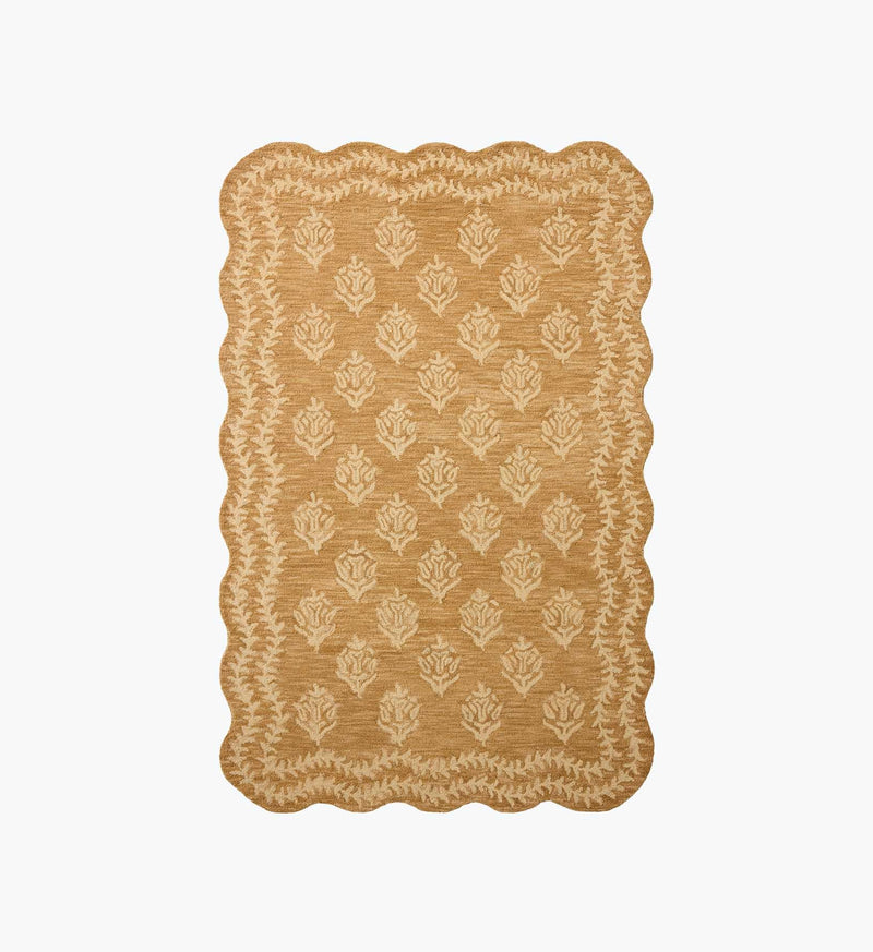 Tracy & Co Lisette Wool Hooked Rug - Wheat & Ivory