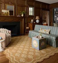 Tracy & Co Lisette Wool Hooked Rug - Wheat & Ivory