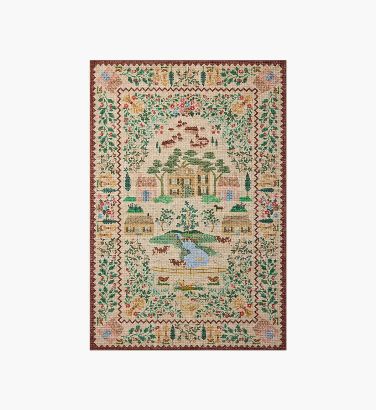 Tracy & Co Orchard Country Farm Washable Rug - Ivory