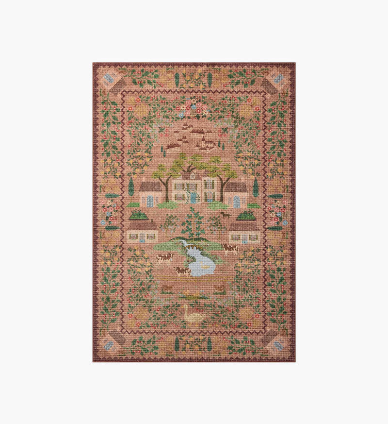 Tracy & Co Orchard Country Farm Washable Rug - Mauve