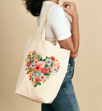 Tracy & Co Canvas Tote Bag - Floral Heart