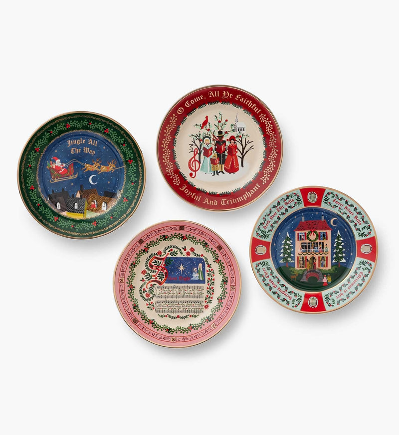 Tracy & Co Porcelain Dessert Plate Set - Christmas Carols