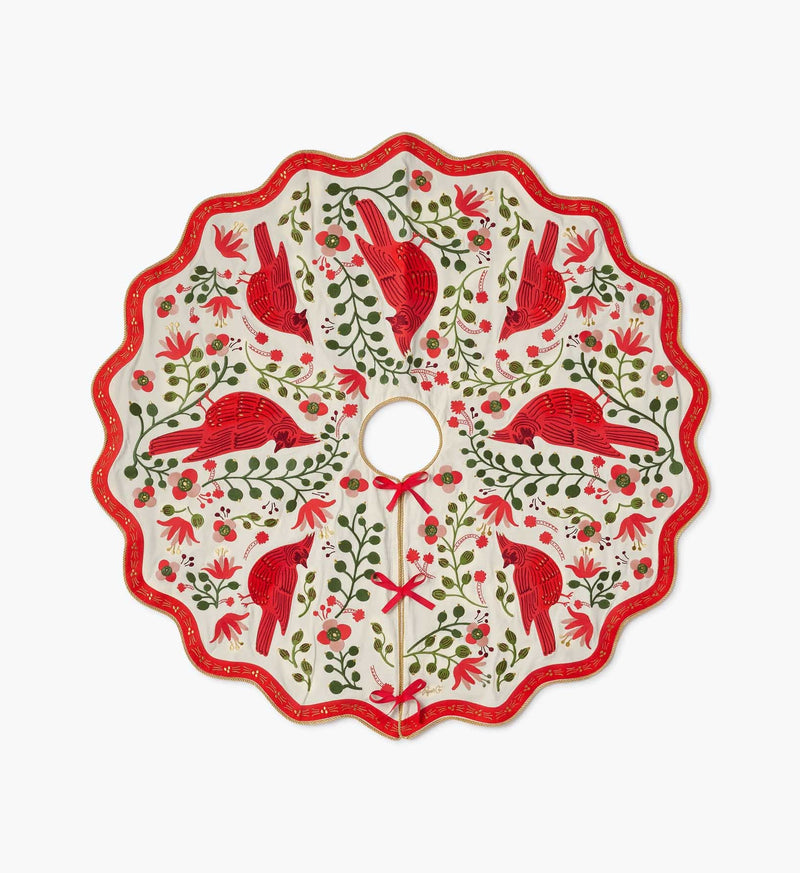 Tracy & Co Embroidered Tree Skirt - Cardinals