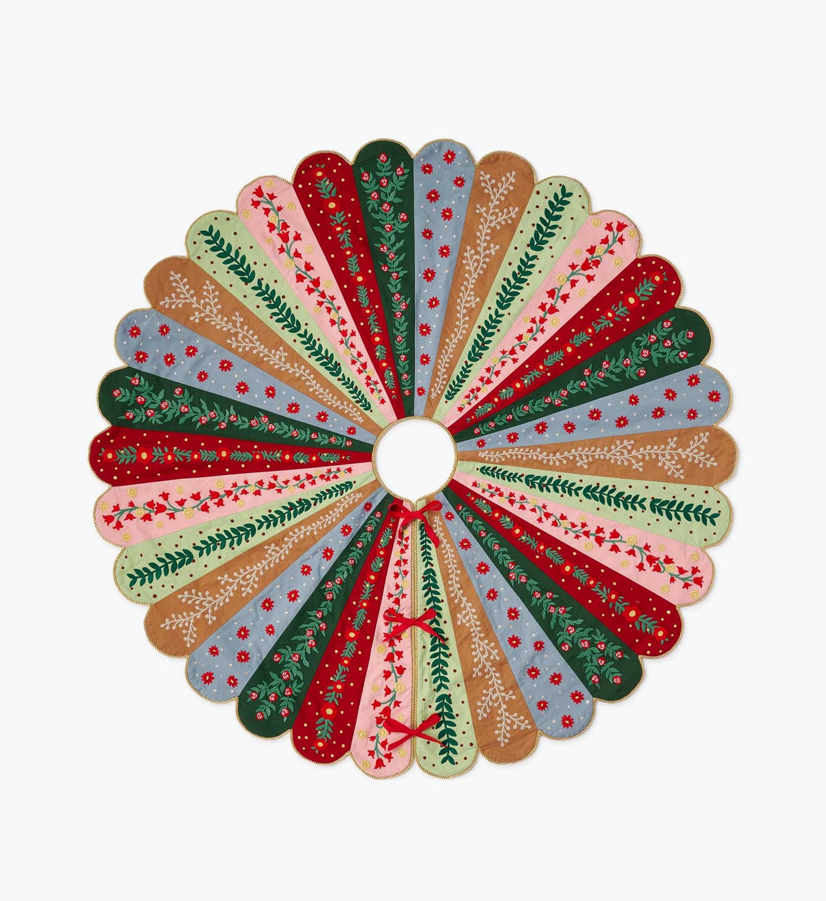 Tracy & Co Embroidered Tree Skirt - Holly Jolly