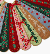 Tracy & Co Embroidered Tree Skirt - Holly Jolly