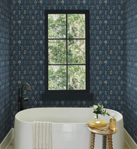Tracy & Co Hawthorne Wallpaper - Navy & Gold