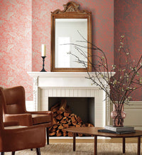 Tracy & Co Canopy Wallpaper - Rose & Metallic Silver