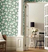 Tracy & Co Laurel Wallpaper - Green & White