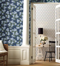 Tracy & Co Laurel Wallpaper - Blue & White