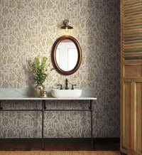 Tracy & Co Menagerie Toile Wallpaper - White & Metallic Gold