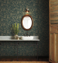 Tracy & Co Menagerie Toile Wallpaper - Emerald & Metallic Gold