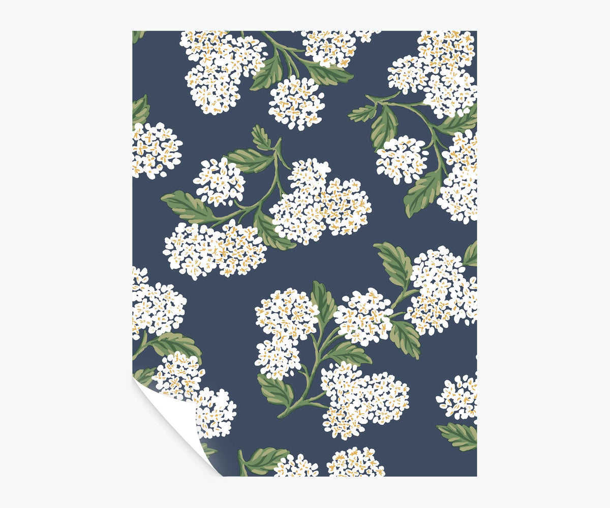Tracy & Co Hydrangea Peel & Stick Wallpaper Sample - Navy & White