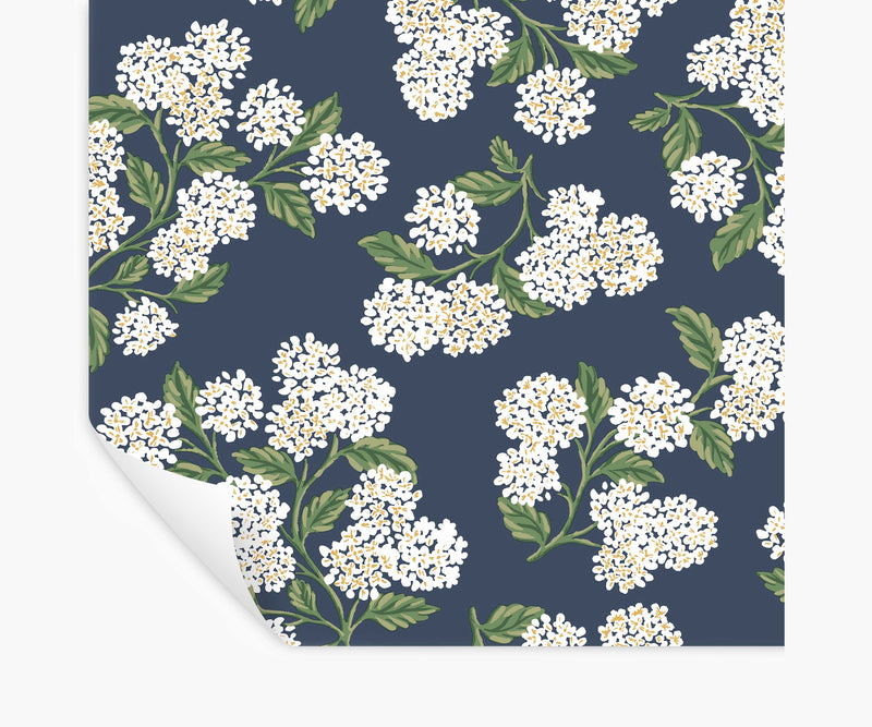 Tracy & Co Hydrangea Peel & Stick Wallpaper - Navy & White