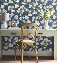 Tracy & Co Hydrangea Peel & Stick Wallpaper - Navy & White