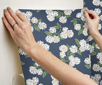 Tracy & Co Hydrangea Peel & Stick Wallpaper - Navy & White
