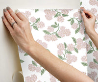 Tracy & Co Hydrangea Peel & Stick Wallpaper - Pink & White