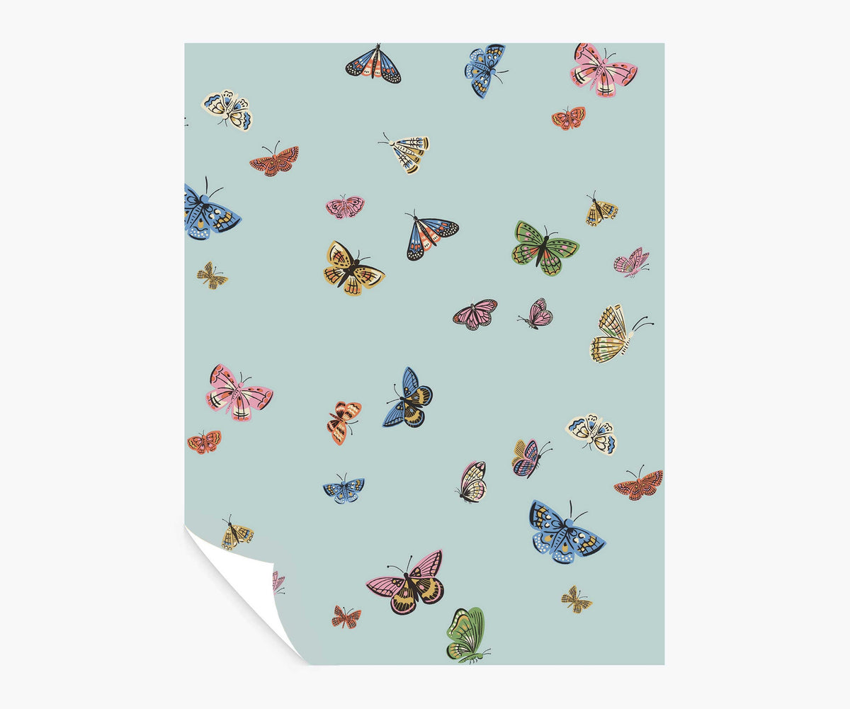 Tracy & Co Butterfly House Peel & Stick Wallpaper Sample - Light Blue